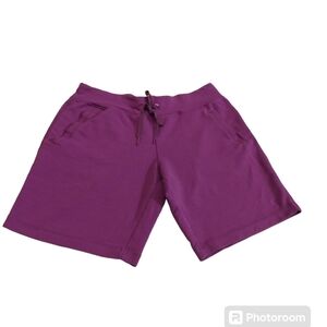 Danskin now kids Girl M  purple Drawstring Waist Soft French Terry Bermuda Short